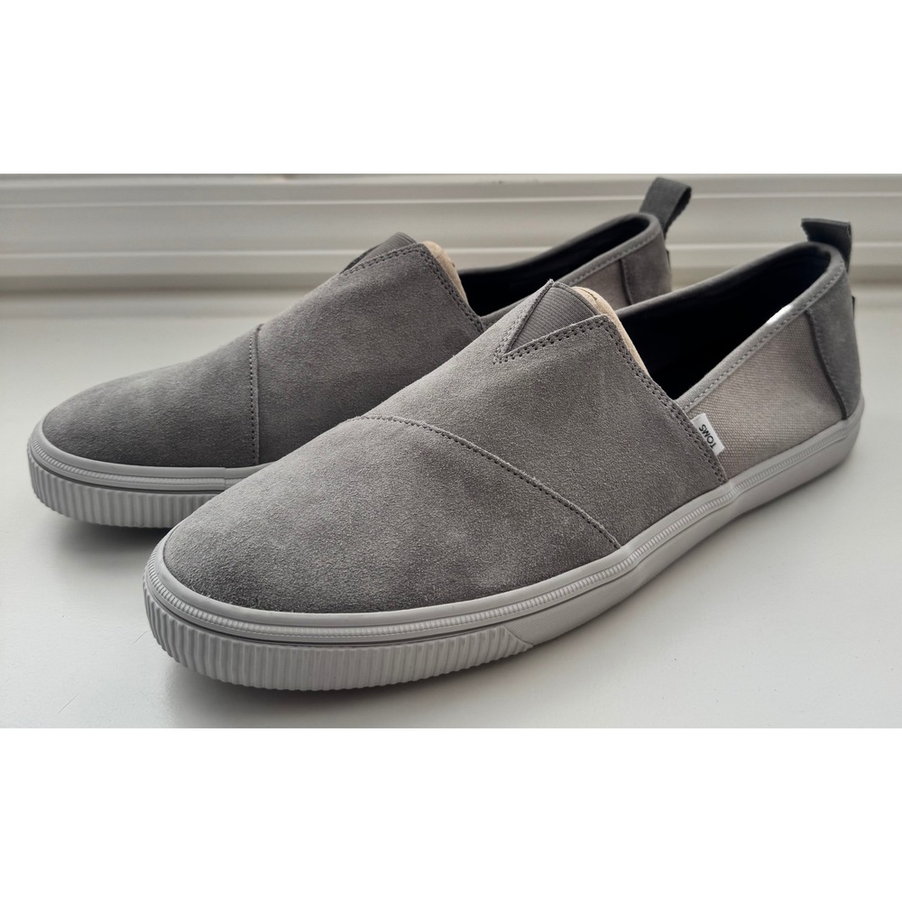 TOMS Mens Sneaker‎ Water Resistant Color Cement Suede/Canvas EUC Size 13